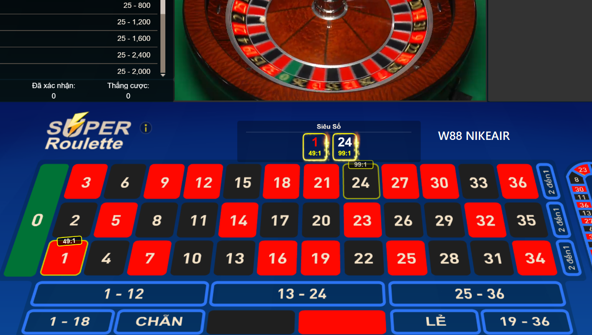 Đặt cược Roulette W88